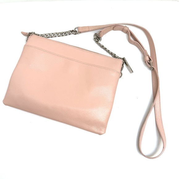 Halogen For Nordstrom Blush Pebble Leather Crossbody Bag With Silver Chain - Picture 1 of 11
